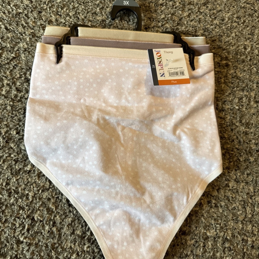 Joyspun Women's 3X Cotton Thong Panties 3-PACK